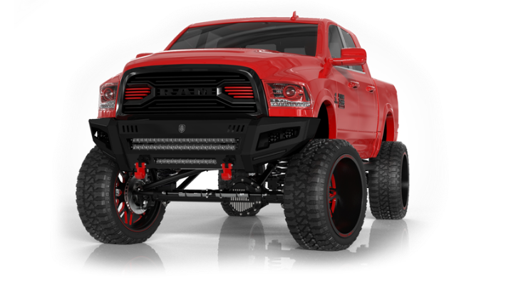 iDentity Front Bumper Full Kit | Shackle Center Section | Wide End Pods | Beauty Ring - Texture Black 2010-2018 RAM 4500