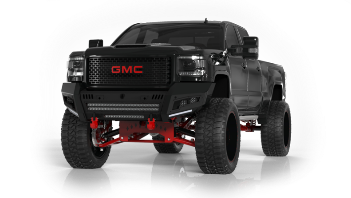 iDentity Front Bumper Full Kit | Shackle Center Section | Standard End Pods | Beauty Ring - Texture Black 2015-2019 GMC 2500 3500