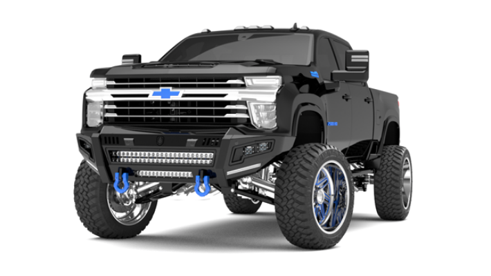 iDentity Front Bumper Full Kit | Shackle Center Section | Standard End Pods | Beauty Ring - Texture Black 2020-2023 Chevrolet 2500 3500