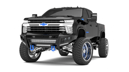 iDentity Front Bumper Full Kit | Shackle Center Section | Standard End Pods | Beauty Ring - Texture Black 2020-2023 Chevrolet 2500 3500