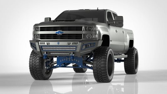 iDentity Front Bumper Full Kit | Shackle Center Section | Wide End Pods | Beauty Ring - Texture Black 2015-2019 Chevrolet 4500
