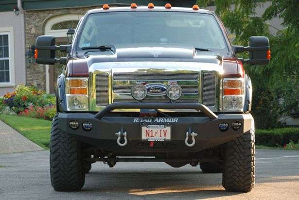 Stealth Front Winch Bumper Pre-Runner Guard | Round Holes - Texture Black 2008-2010 Ford F-250 F-350 F-450